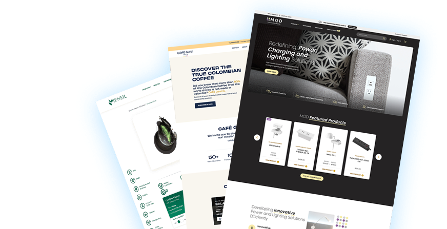WordPress, Shopify and Magento website examples